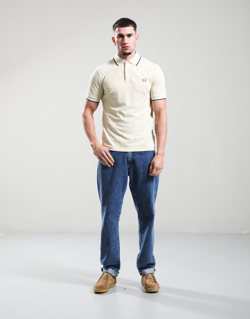 Fred Perry Twin Tipped Polo Shirt Oatmeal/Snow White/Anchor Grey
