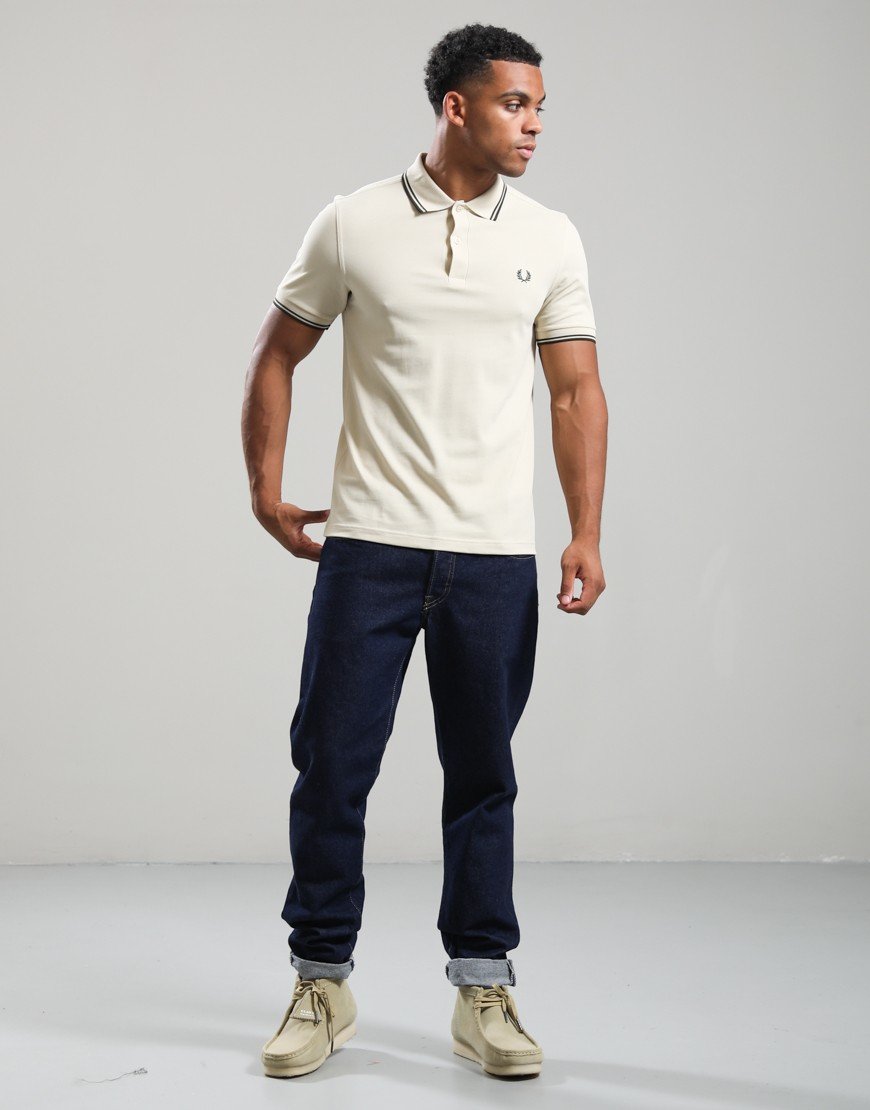 Fred Perry Twin Tipped Polo Shirt Oatmeal/Night Green