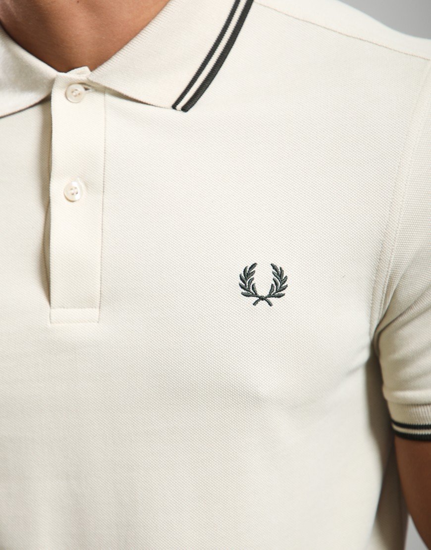 Fred Perry Twin Tipped Polo Shirt Oatmeal/Night Green