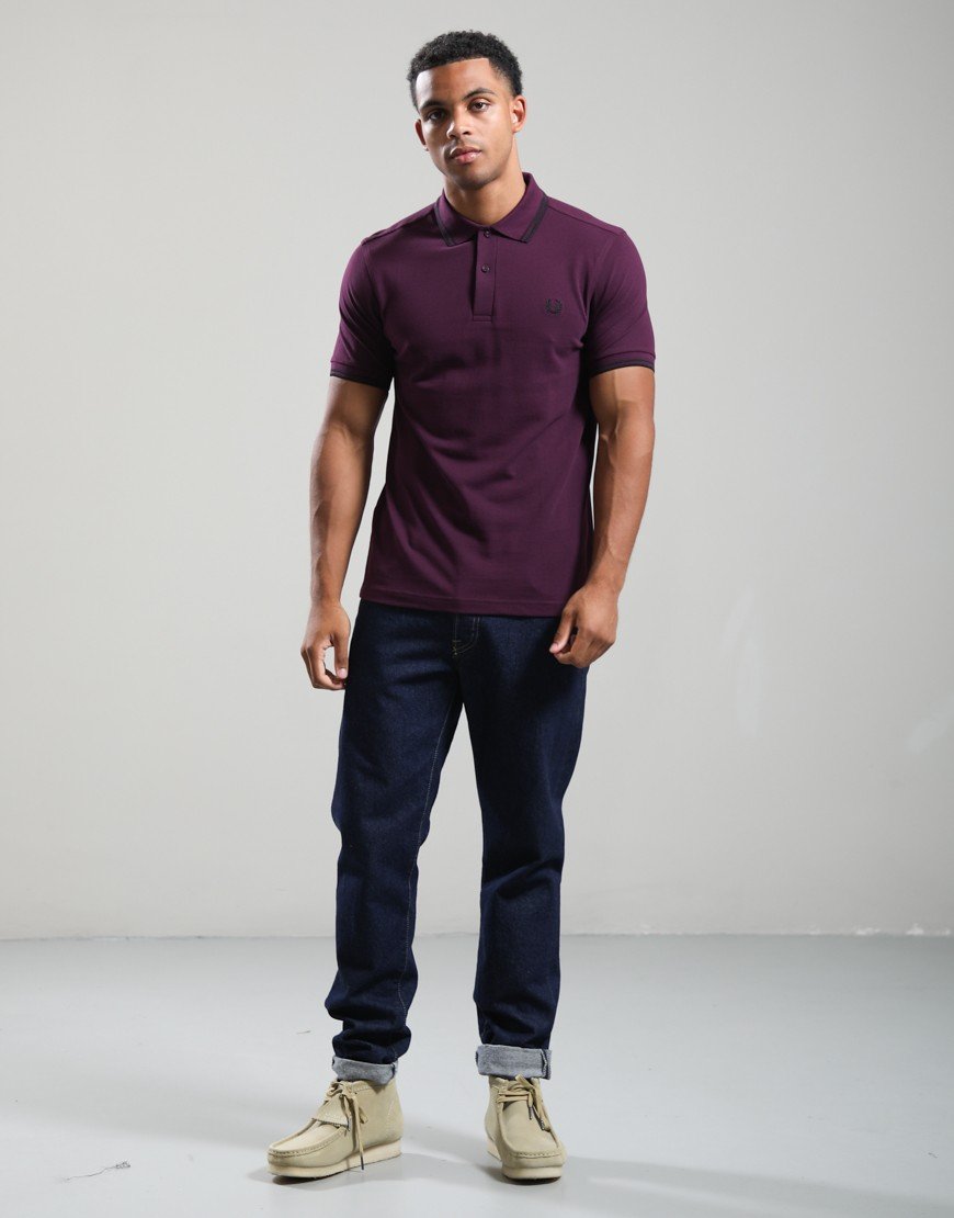 Fred Perry Twin Tipped Polo Shirt Plum/Black