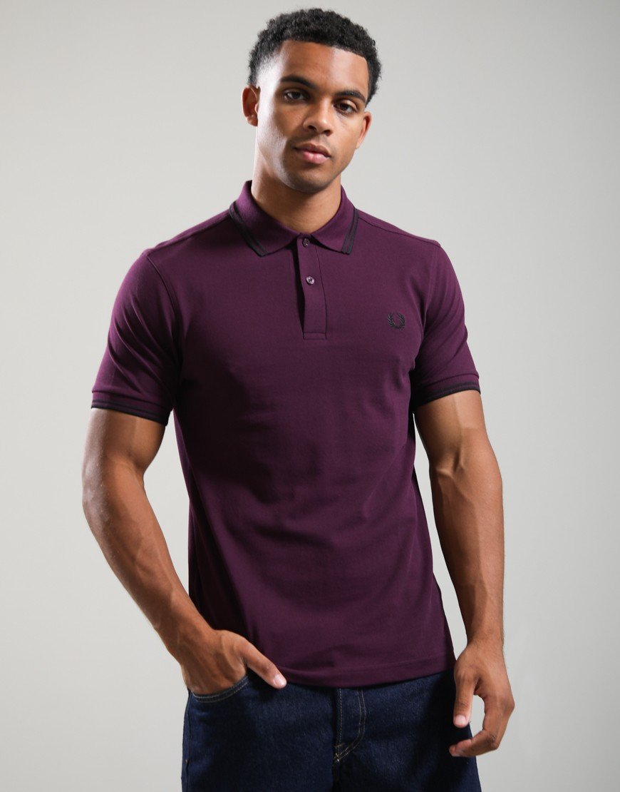 Fred Perry Twin Tipped Polo Shirt Plum/Black