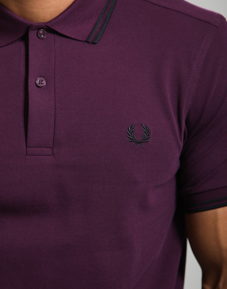 Fred Perry Twin Tipped Polo Shirt Plum/Black
