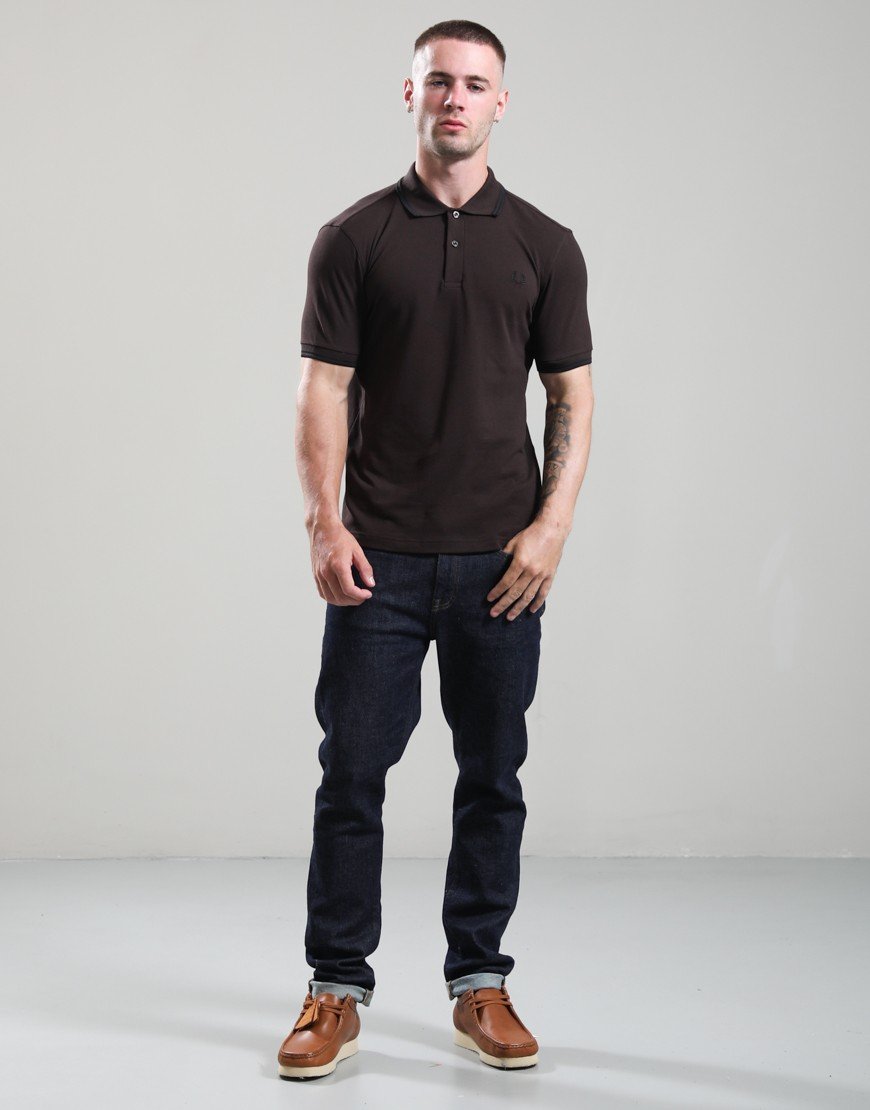 Fred Perry Twin Tipped Polo Shirt Rich Brown/Black