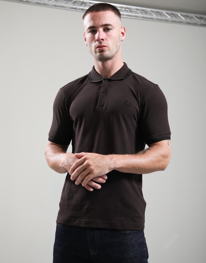 Fred Perry Twin Tipped Polo Shirt Rich Brown/Black