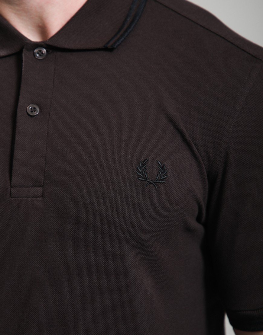 Fred Perry Twin Tipped Polo Shirt Rich Brown/Black