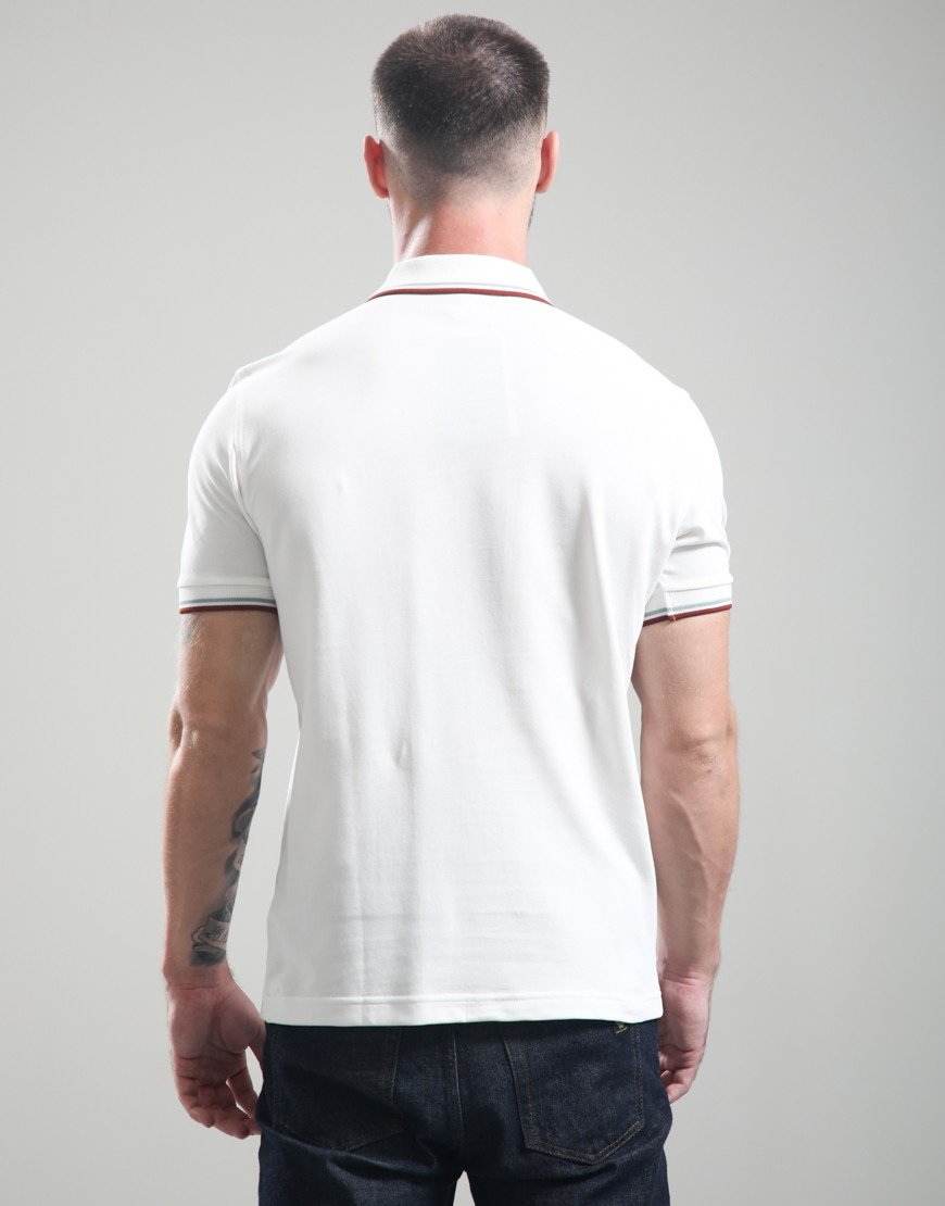 Fred Perry Twin Tipped Polo Shirt Snow White/Silver Blue/Brandy