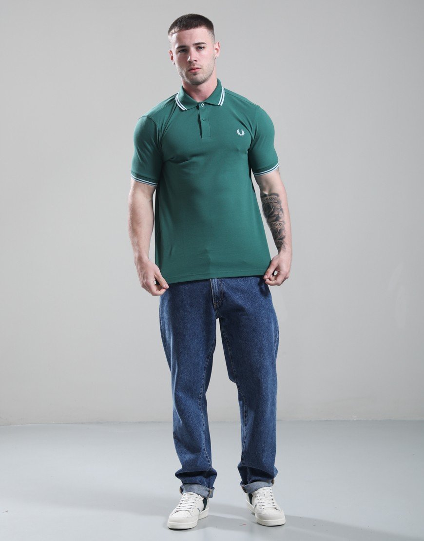 Fred Perry Twin Tipped Polo Shirt Sport Green/Light Ice