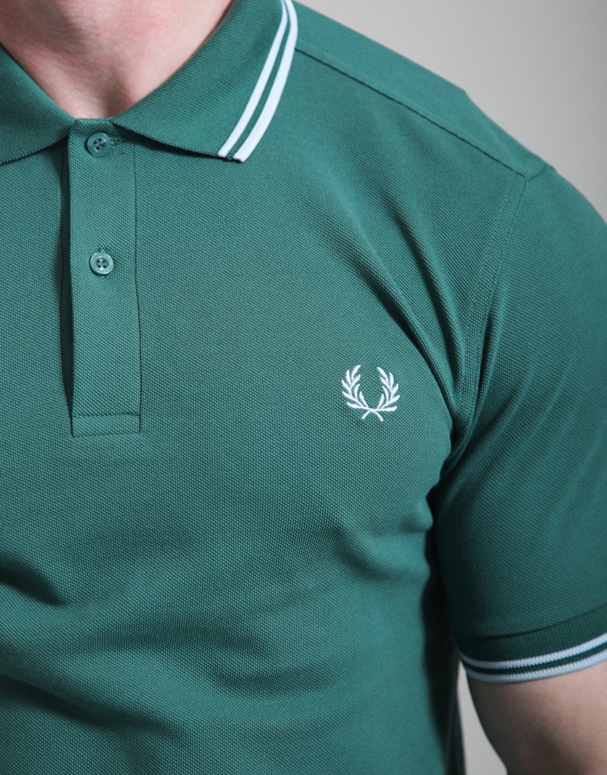 Fred Perry Twin Tipped Polo Shirt Sport Green/Light Ice