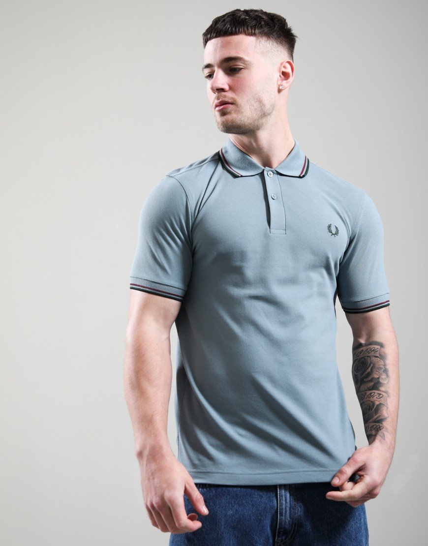 Fred Perry Twin Tipped Polo Shirt Stockport Blue/Oxblood/Grass Roots