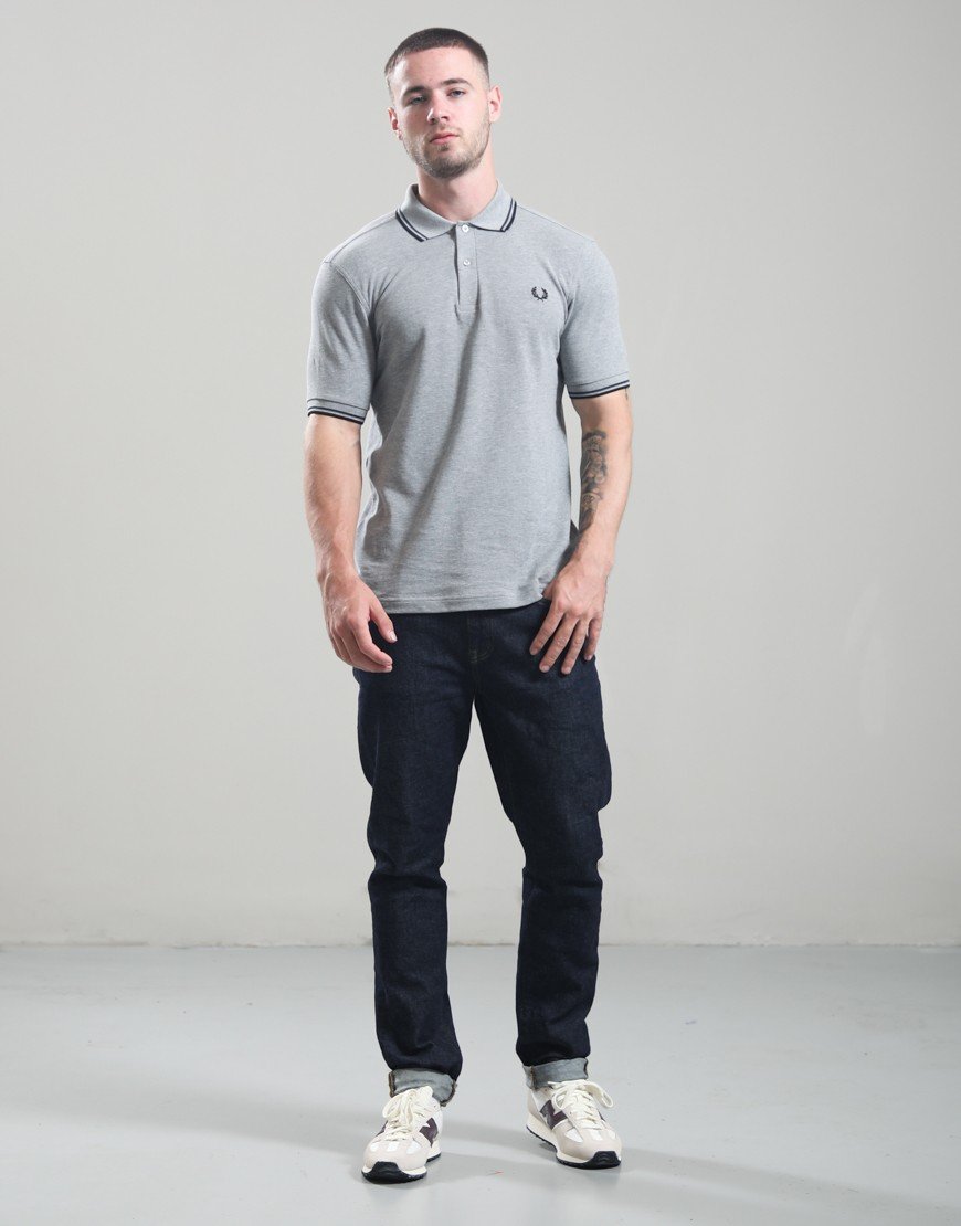 Fred Perry Twin Tipped Polo Shirt Steel Marl/Dark Airforce/Black