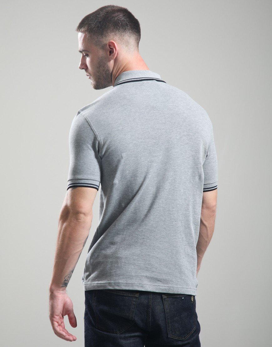 Fred Perry Twin Tipped Polo Shirt Steel Marl/Dark Airforce/Black