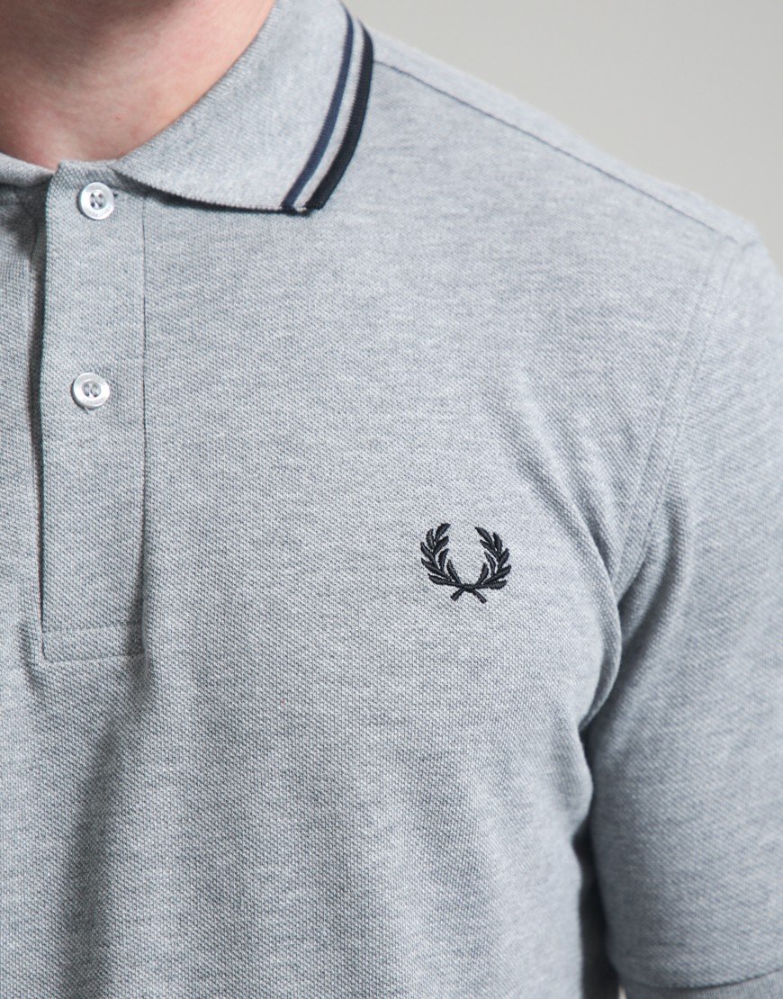 Fred Perry Twin Tipped Polo Shirt Steel Marl/Dark Airforce/Black