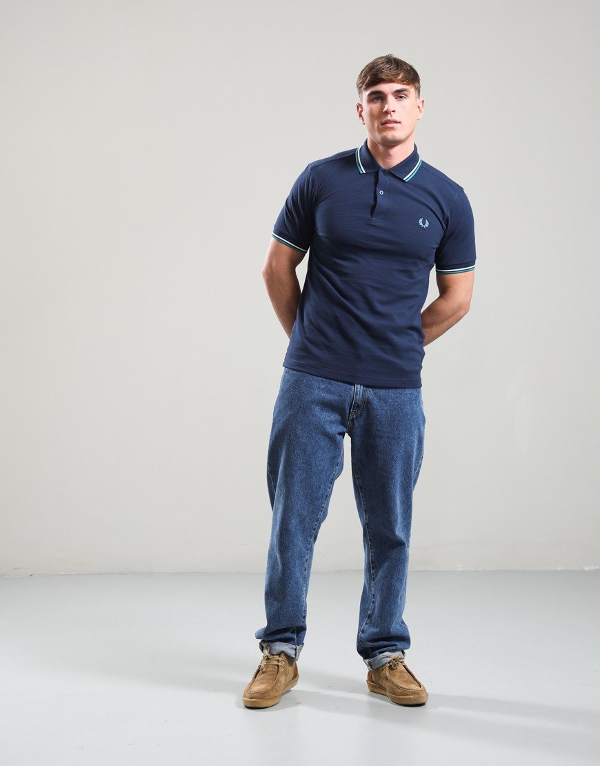 Fred Perry Twin Tipped Polo Shirt Tennis Blue/Snow White/Deep Mint