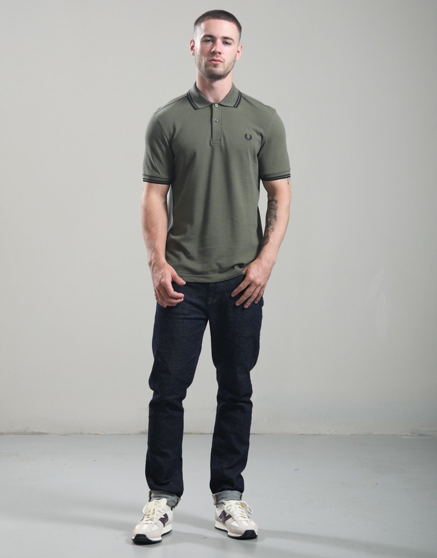 Fred Perry Twin Tipped Polo Shirt Laurel Wreath Green/Black