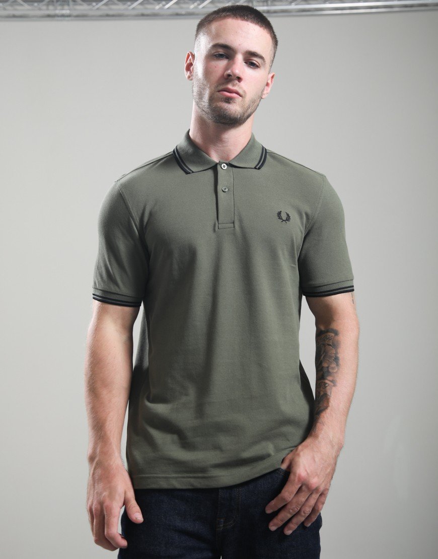 Fred Perry Twin Tipped Polo Shirt Laurel Wreath Green/Black