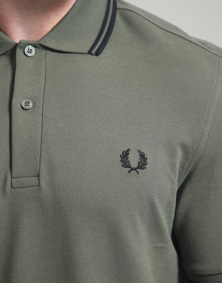Fred Perry Twin Tipped Polo Shirt Laurel Wreath Green/Black