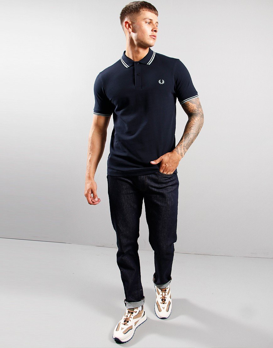 Fred Perry Twin Tipped Polo Shirt Navy/Silver