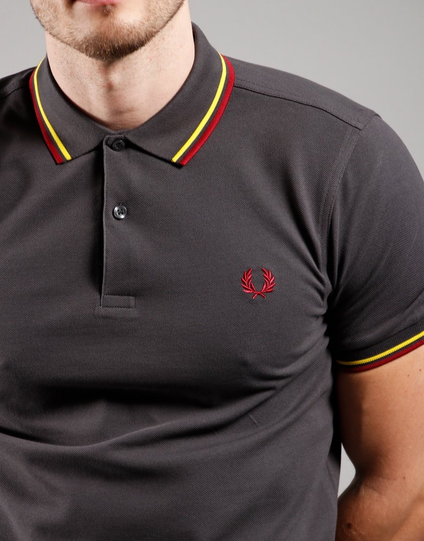Fred Perry Twin Tipped Polo Shirt Gunmetal Terraces Menswear