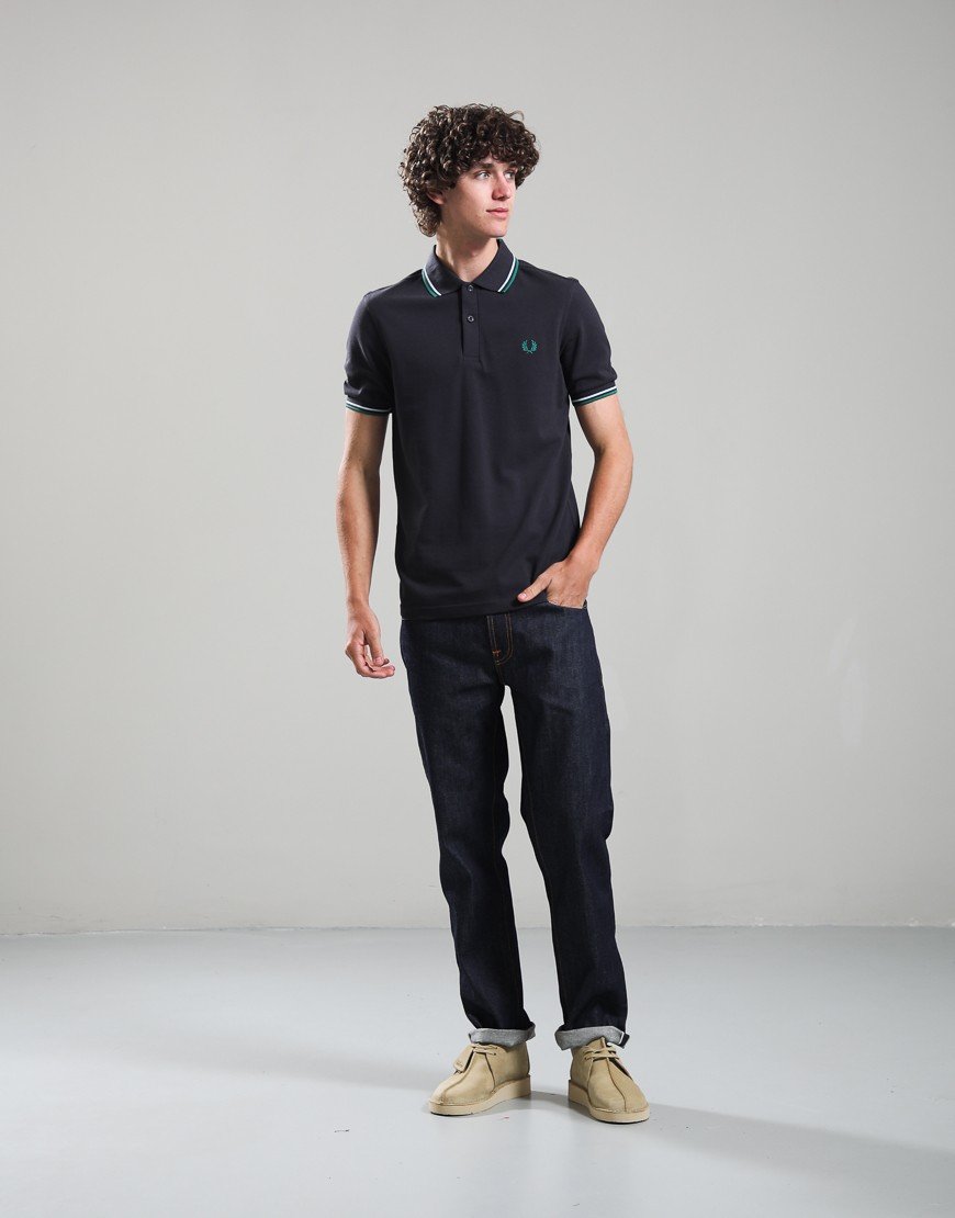 Fred Perry Twin Tipped Polo Shirt Anchor Grey/Light Ice/Sport Green