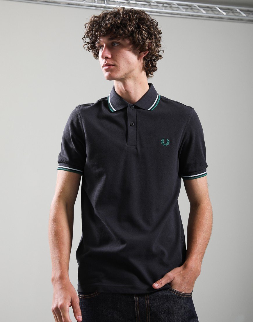 Fred Perry Twin Tipped Polo Shirt Anchor Grey/Light Ice/Sport Green