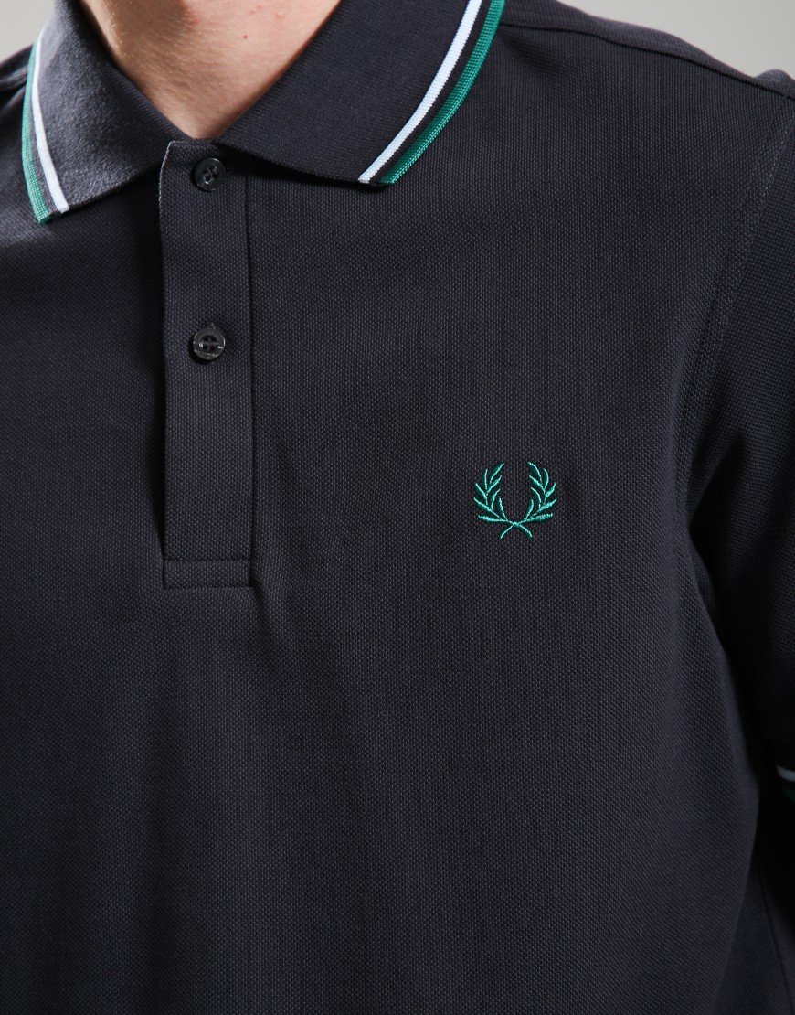 Fred Perry Twin Tipped Polo Shirt Anchor Grey/Light Ice/Sport Green