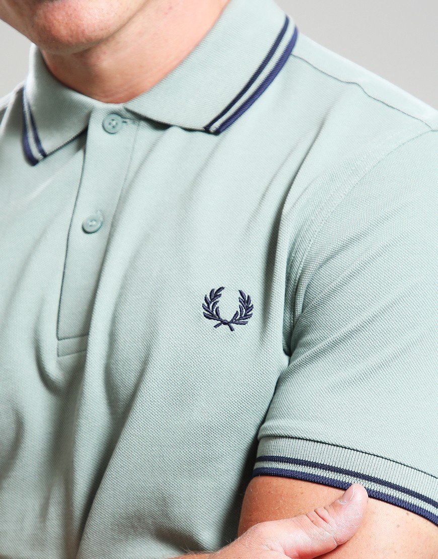 Fred Perry Twin Tipped Polo Shirt Bayleaf/Airforce/Tennis Blue 