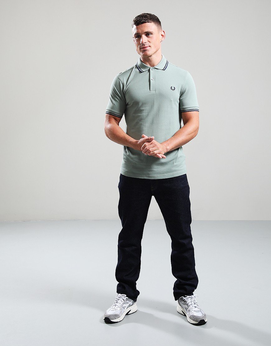 Fred Perry Twin Tipped Polo Shirt Bayleaf/Airforce/Tennis Blue 
