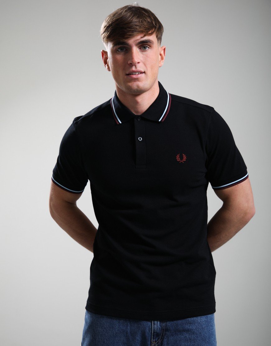 Fred Perry Twin Tipped Polo Shirt Black/Ox blood