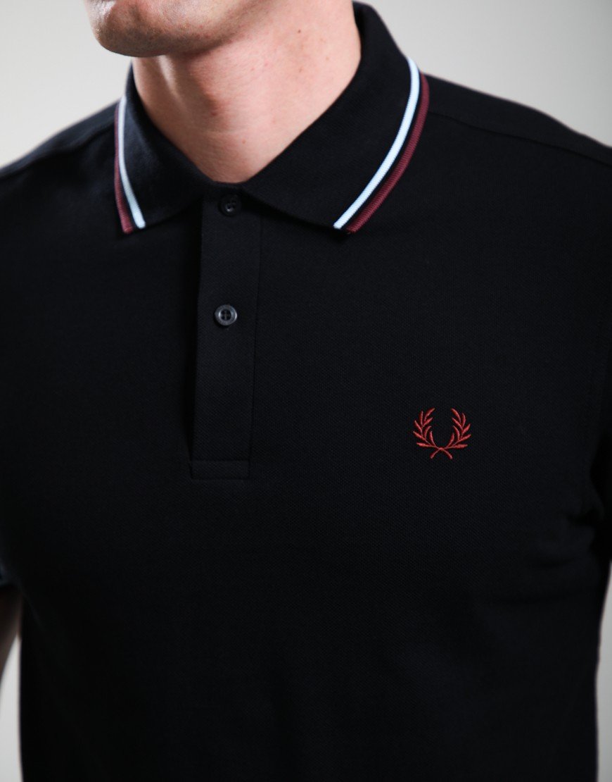 Fred Perry Twin Tipped Polo Shirt Black/Ox blood