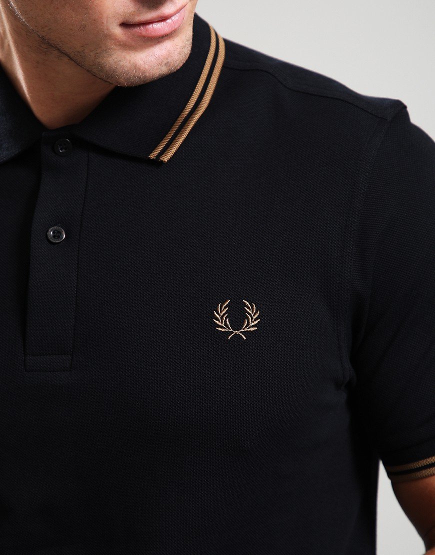 Fred Perry Twin Tipped Polo Shirt Black/Shaded Stone