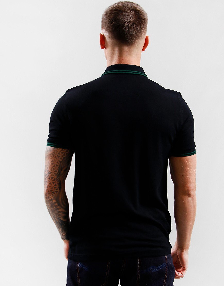 Fred Perry Twin Tipped Polo Shirt Black/Snow White/Blue