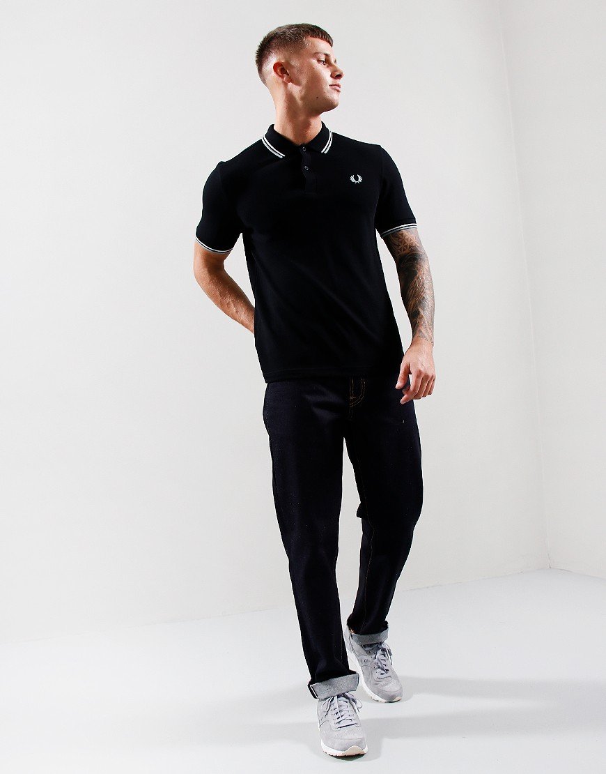 Fred Perry Twin Tipped Polo Shirt Black/Snow White/Blue