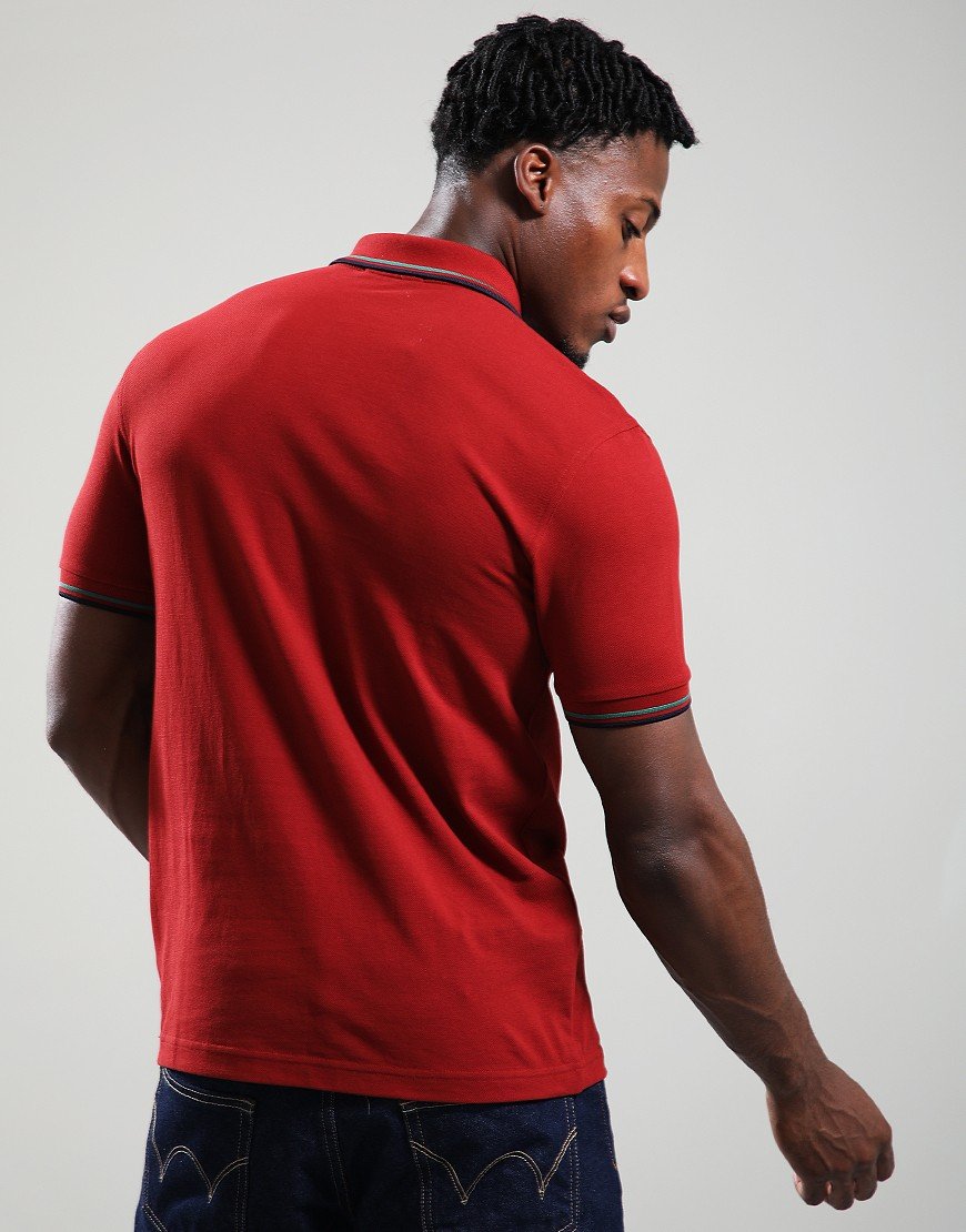 Fred Perry Twin Tipped Polo Shirt Burnt Red/Sport Green/Navy