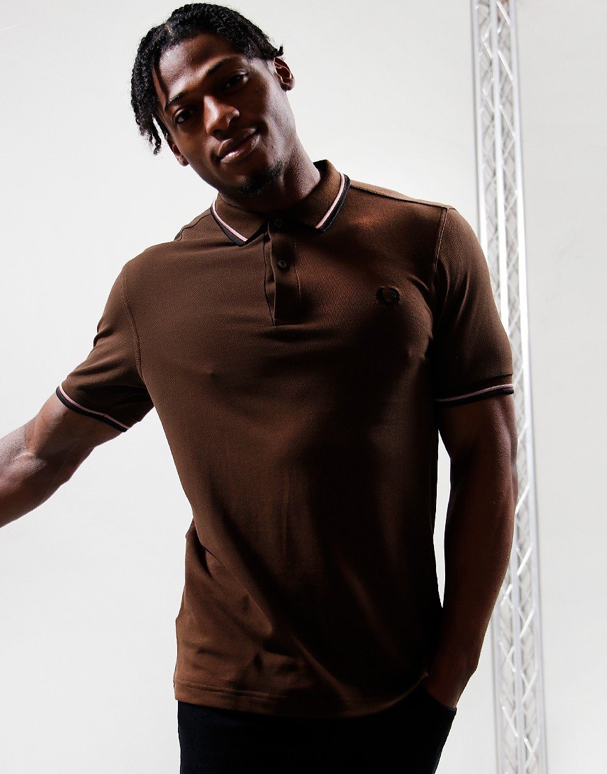 Fred Perry Twin Tipped Polo Shirt Burnt Tobacco