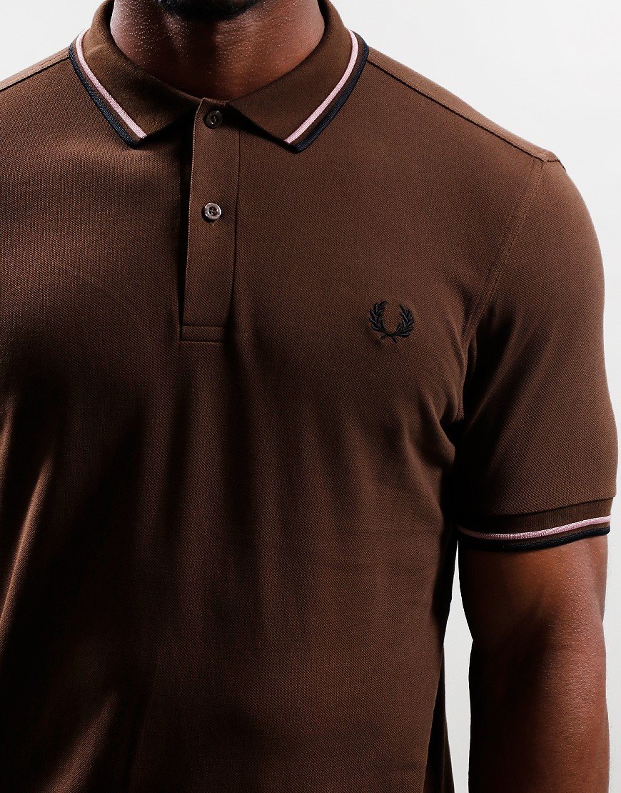 Fred Perry Twin Tipped Polo Shirt Burnt Tobacco
