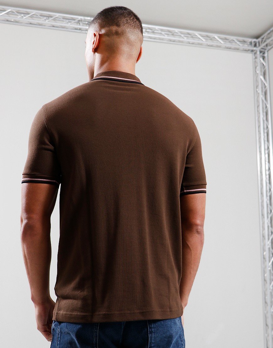 Fred Perry Twin Tipped Polo Shirt Burnt Tobacco/Dark Pink/Black