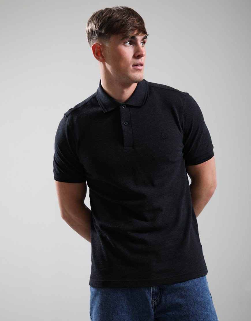 Fred Perry Twin Tipped Polo Shirt Shirt Charcoal Marl/Black