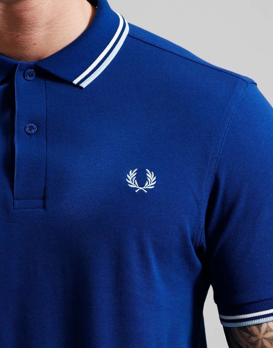 Fred Perry Twin Tipped Polo Shirt Cobalt/Snow Ice