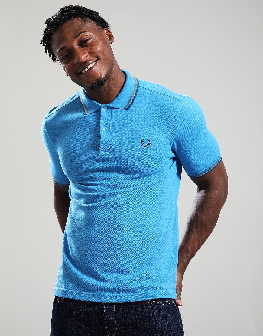 Fred Perry Twin Tipped Polo Shirt Court Blue/Stone/Petrol
