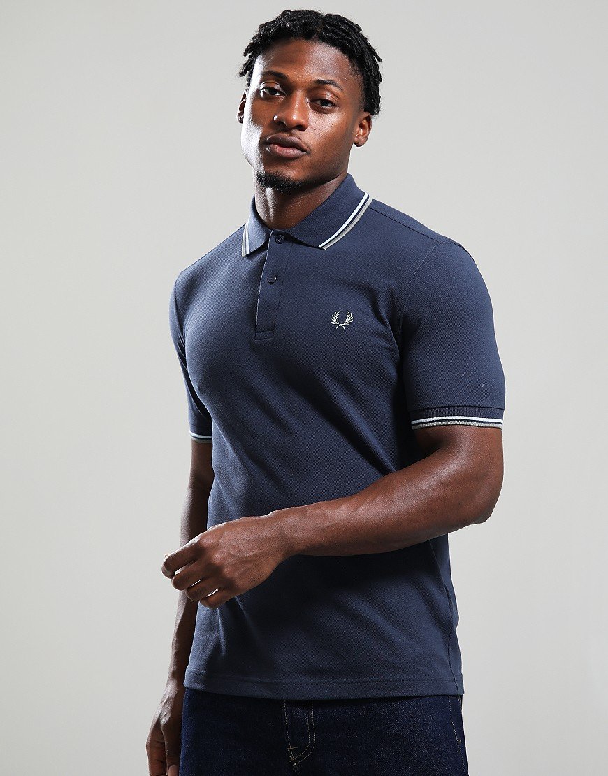 Fred Perry Twin Tipped Polo Shirt Dark Airforce/Ice/Bayleaf