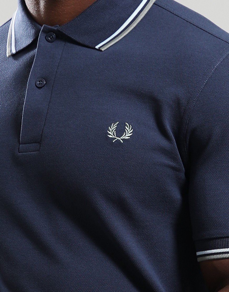 Fred Perry Twin Tipped Polo Shirt Dark Airforce/Ice/Bayleaf