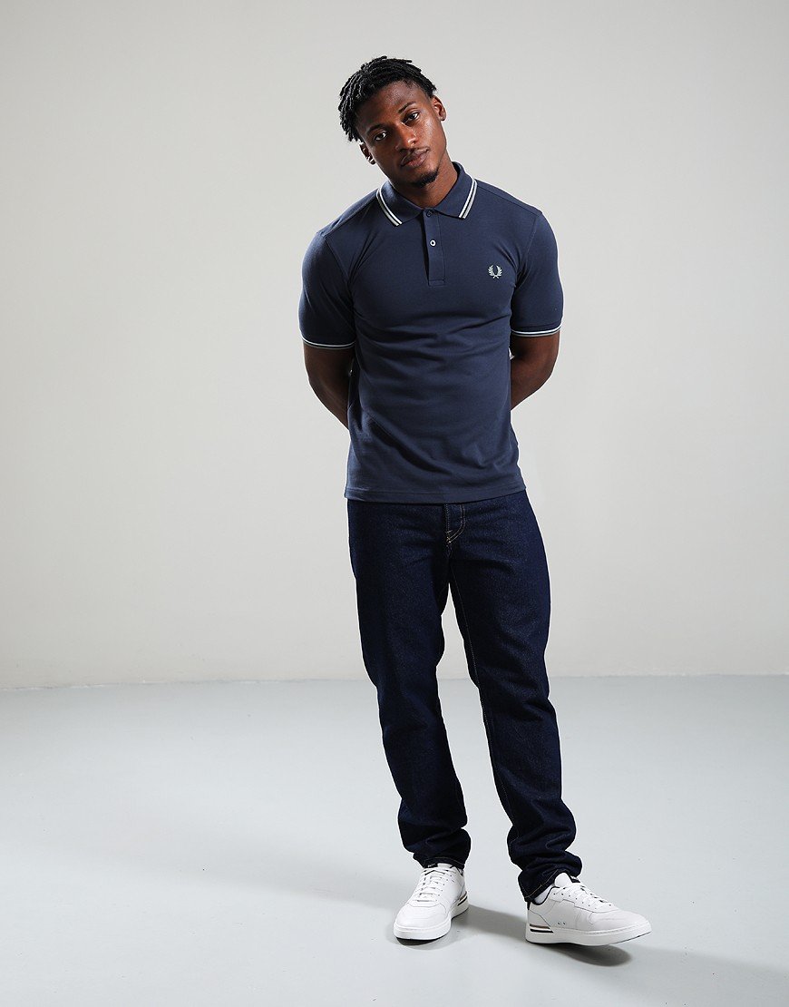 Fred Perry Twin Tipped Polo Shirt Dark Airforce/Ice/Bayleaf