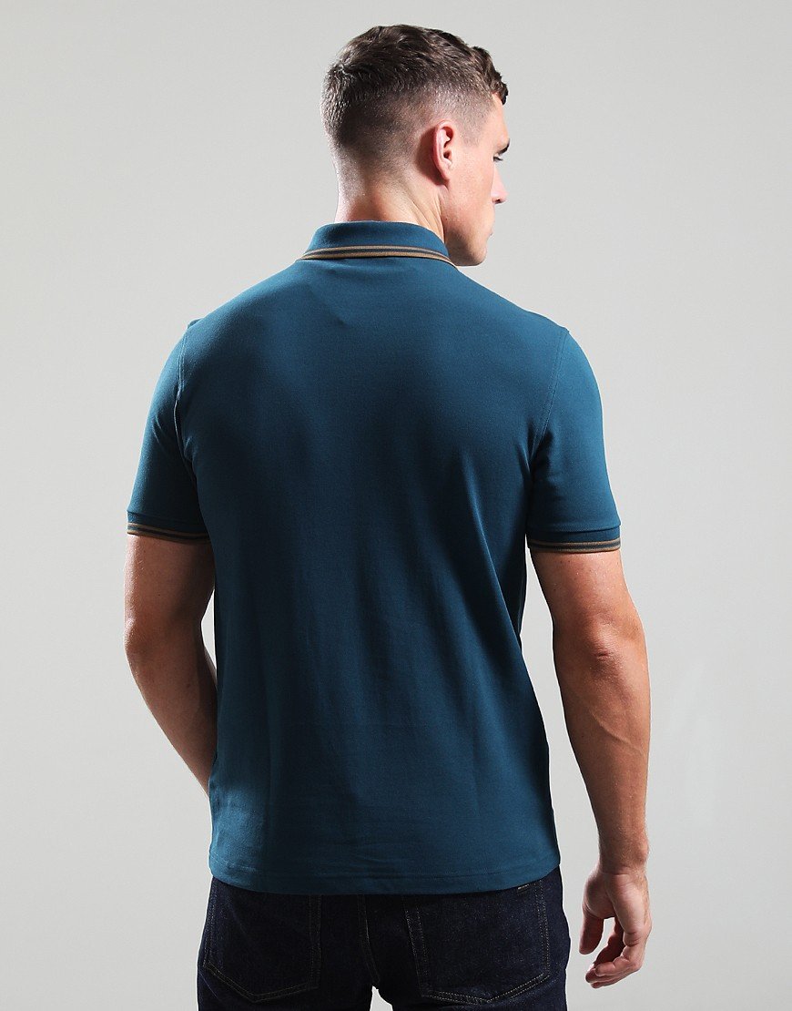 Fred Perry Twin Tipped Polo Shirt Dark Petrol Stone Terraces Menswear