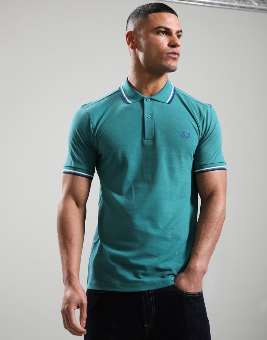 Fred Perry Twin Tipped Polo Shirt Deep Mint/Snow White/Sohec