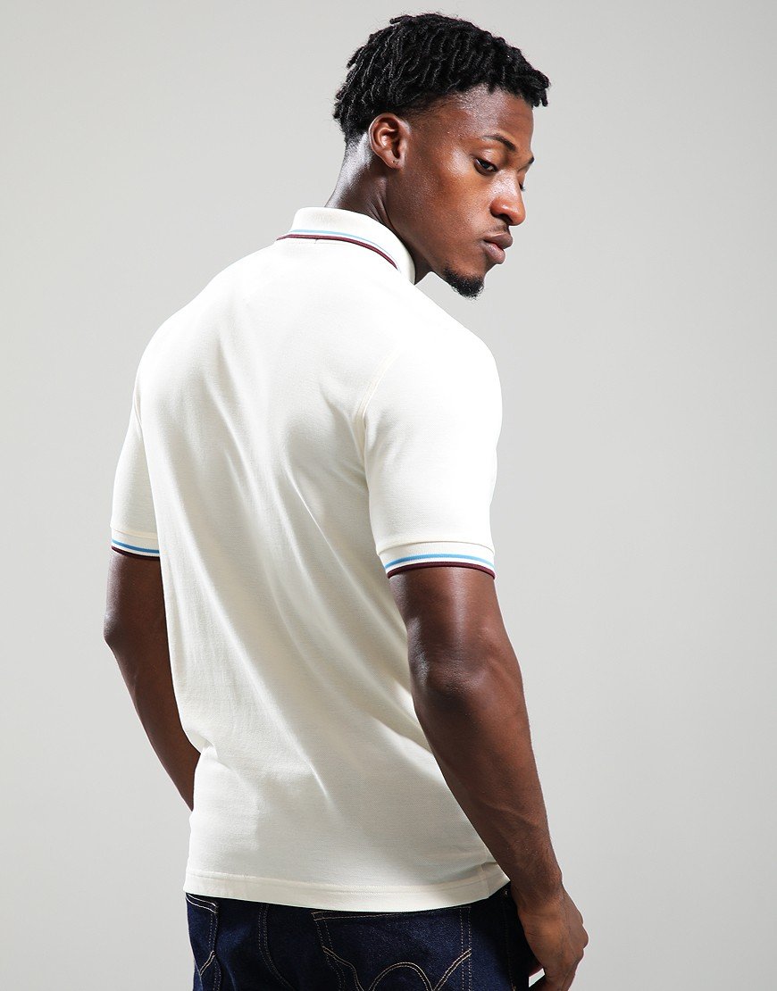 Fred Perry Twin Tipped Polo Shirt Ecru/Blue/Oxblood