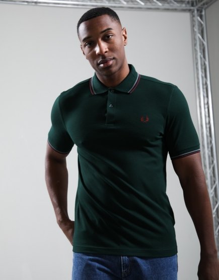 Fred Perry Twin Tipped Polo Shirt Grass Roots/Stockport Blue/Oxblood