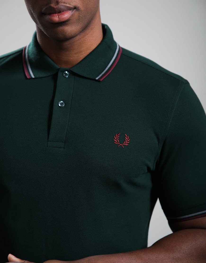 Fred Perry Twin Tipped Polo Shirt Grass Roots/Stockport Blue/Oxblood