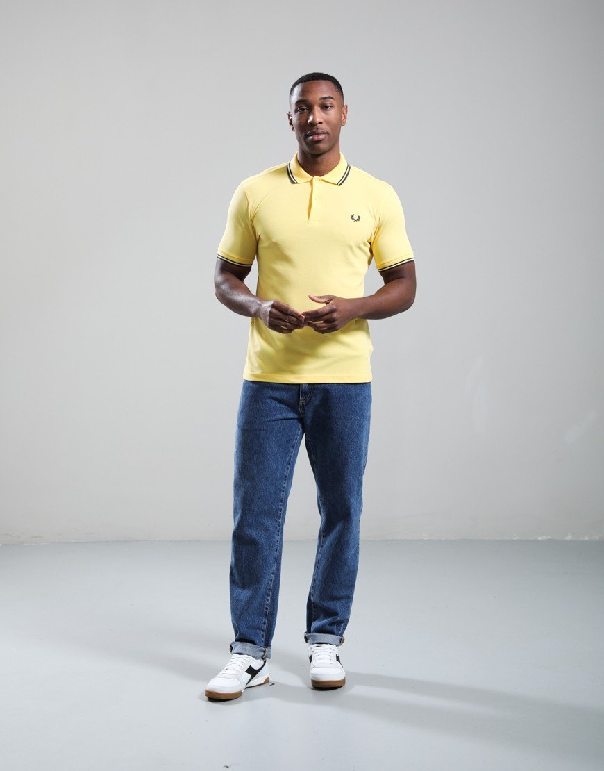 Fred Perry Twin Tipped Polo Shirt Lemon Barley/Tennis Blue