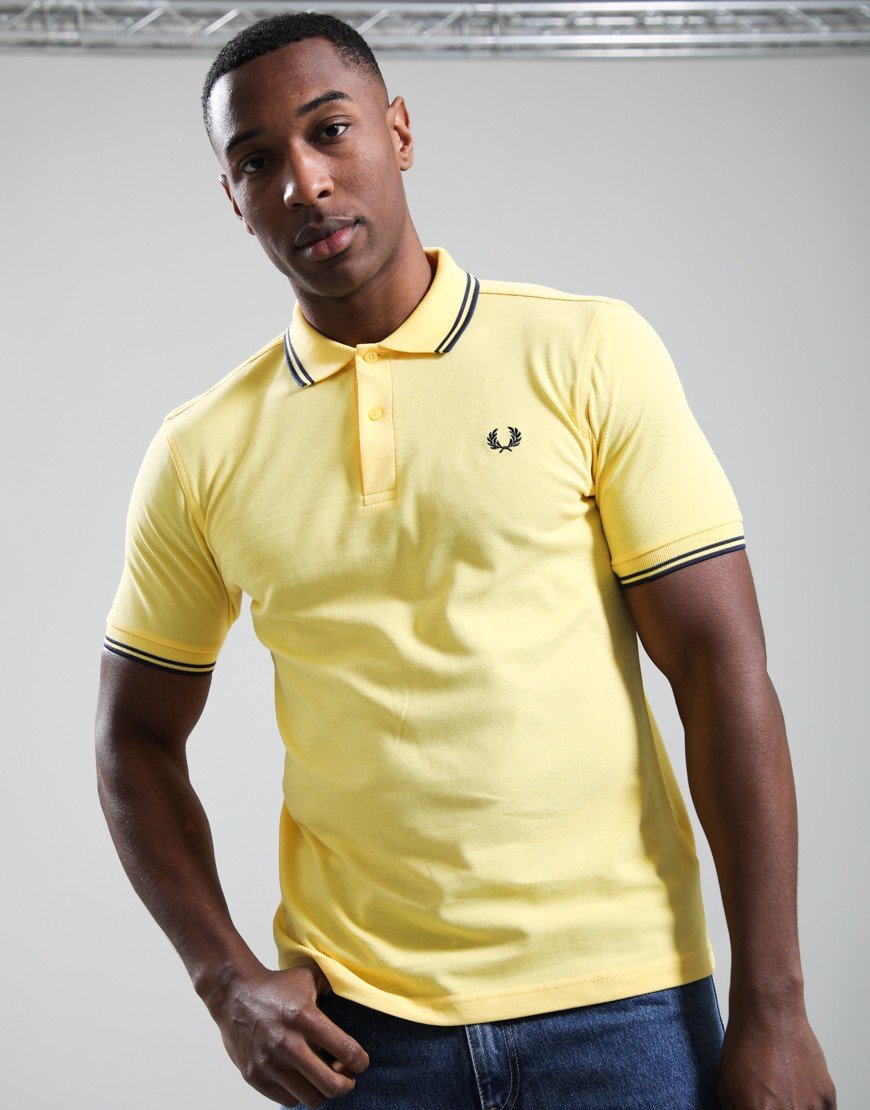 Fred Perry Twin Tipped Polo Shirt Lemon Barley/Tennis Blue