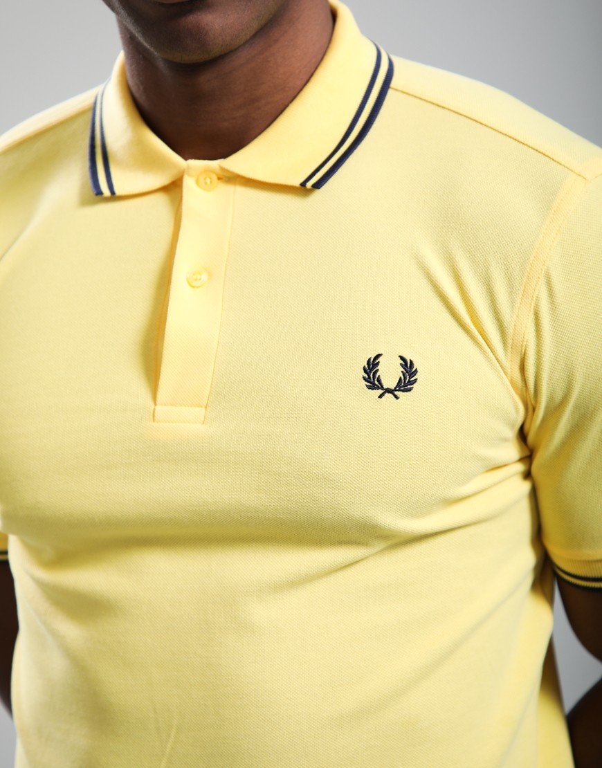 Fred Perry Twin Tipped Polo Shirt Lemon Barley/Tennis Blue